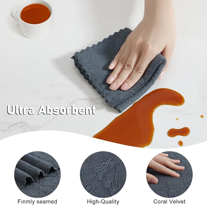 Homaxy Kitchen Towels and Dishcloths Set, 10 x 10 and 13 x 19 Inches, No Lint - Image 4