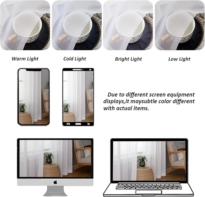 Chyhomenyc White Sheer Curtains 84 Inches Long 2 Panels Set - Image 5