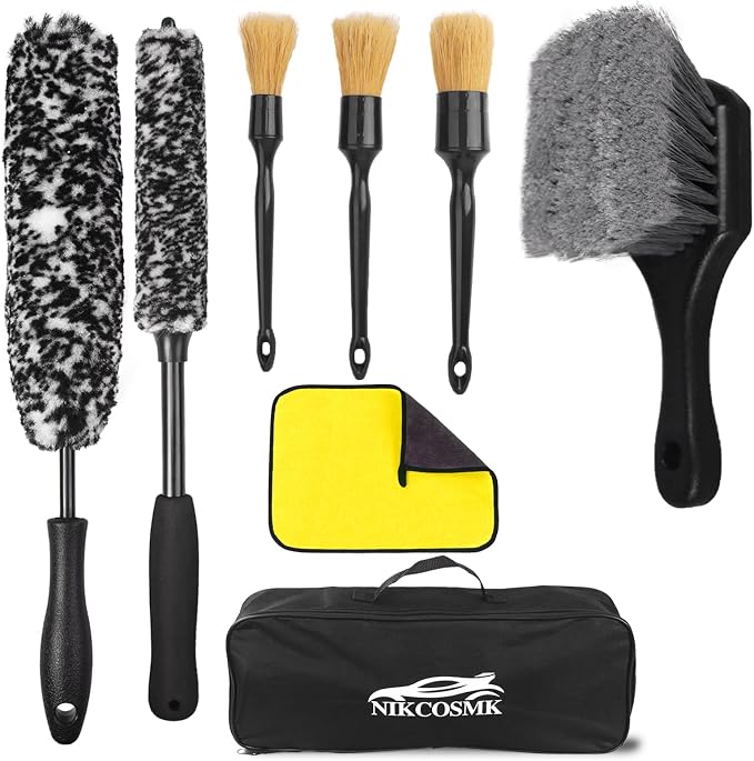 Car Wheel Brush kit, Tire Brush, Wheel Cleaner Brush, Soft-bristled Rim Cleaner by NIKCOSMK