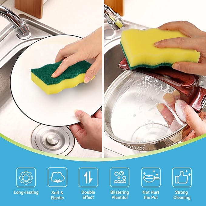 AIDEA Sponges Kitchen, 50 Pack Heavy Duty Dish Sponge, Cleaning Dish Scrubber - Image 2