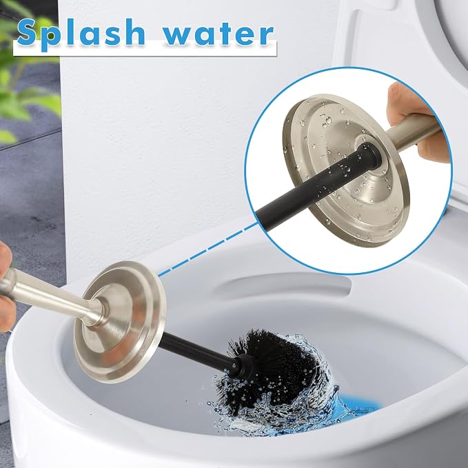 Stain Nickel Toilet Brush and Holder Set, Stainless Steel Toilet Brush - Image 6