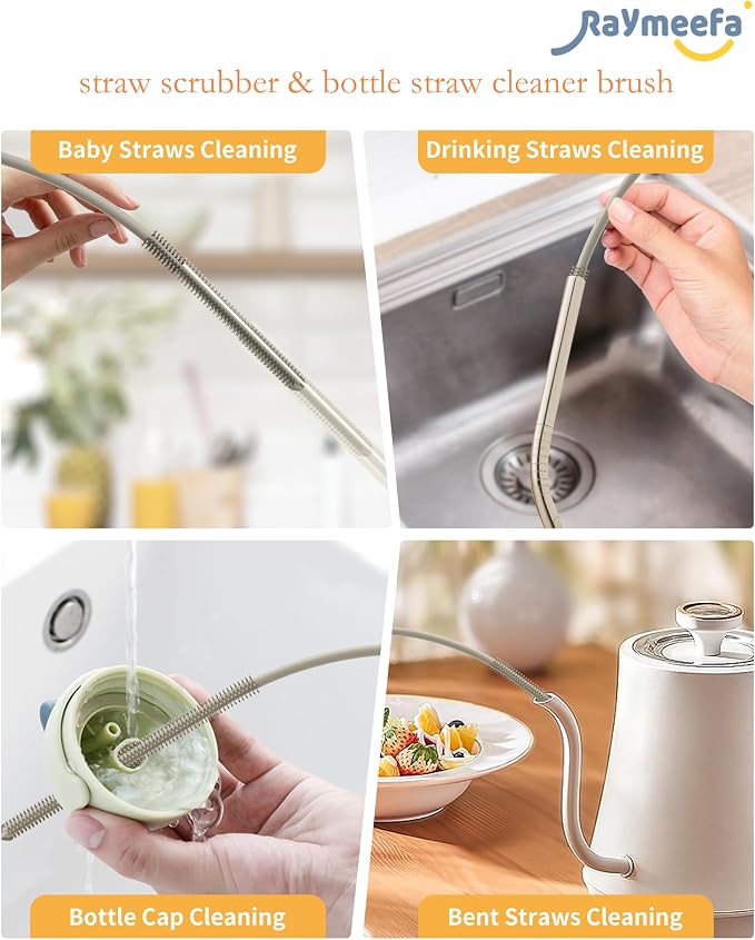 Extra Long Straw Cleaner Brush, Reusable and Soft Silicone Straw Cleaning Brush - Image 2