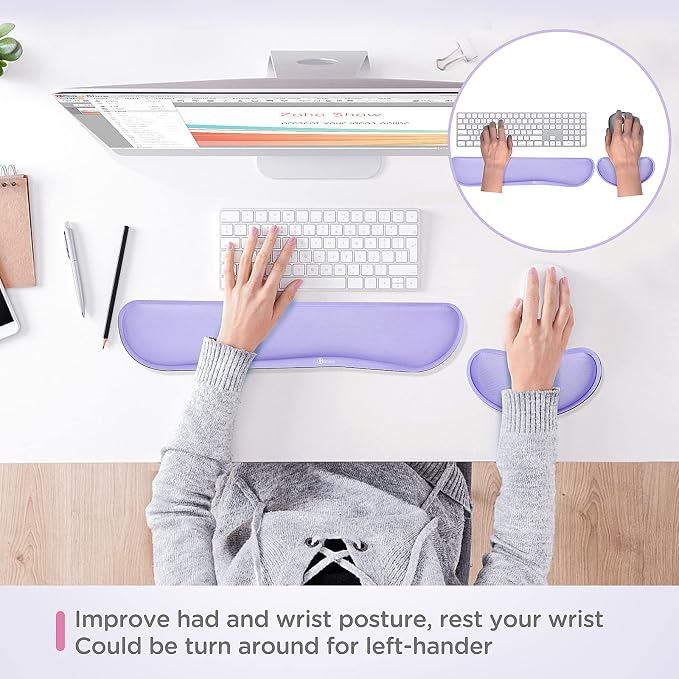 Gimars Upgrade Enlarge Gel Memory Foam Set Keyboard Wrist Rest Pad, Mouse Wrist - Image 5