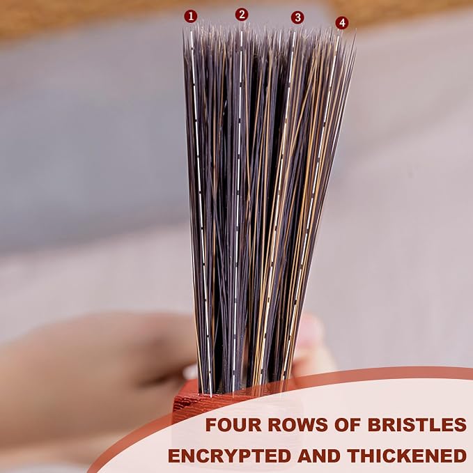 Hand Broom Counter Brush with Wood Handle Soft Bristle Dusting Brush - Image 5
