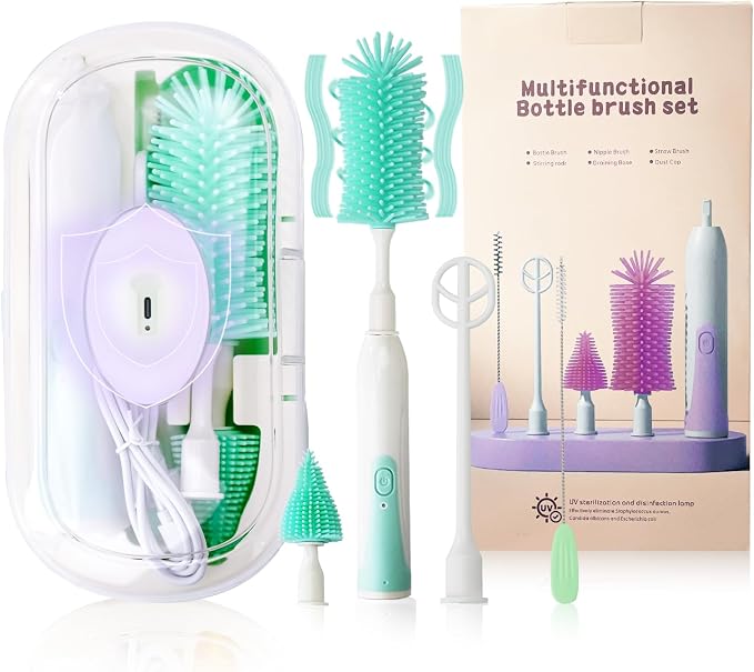 Electric Bottle Brush, Electric Baby Bottle Brush Set by QCBF