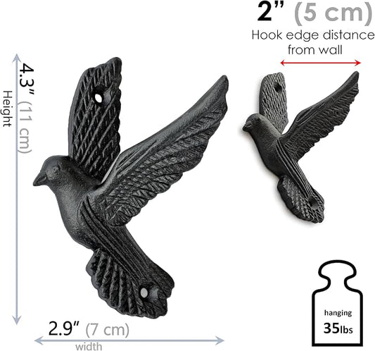Ambipolar Flying Style Iron Cast Decorative Pigeon Bird Wall Mounted Coat Hooks - Image 2