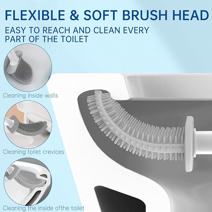 RV Toilet Bowl Brush by, Silicone Bristles, Wall-Mounted, Anti-Roll & Anti-Drip - Image 4