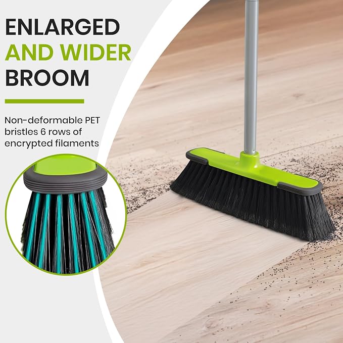 Green Indoor Broom 54" Long Handle House Broom - Image 4