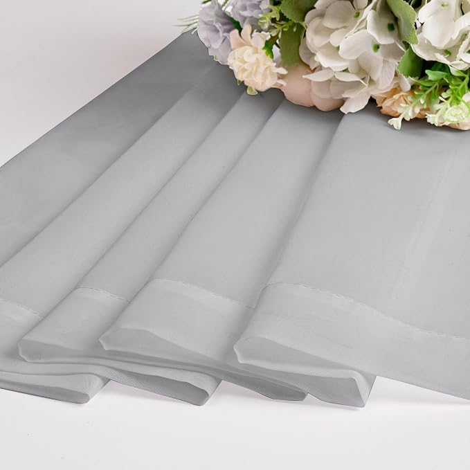 Chyhomenyc Light Grey Sheer Curtains 45 Inch Long 2 Panels, Light Filtering Rod - Image 5