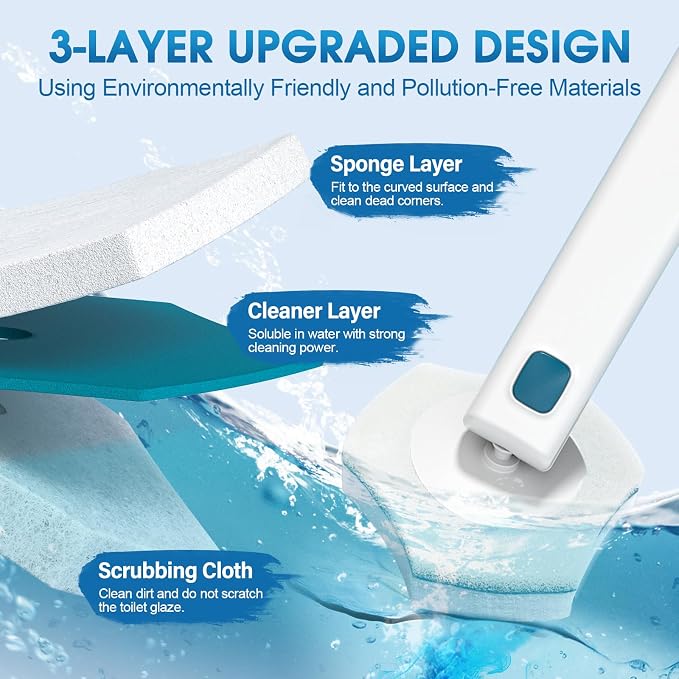 Disposable Toilet Brush Refills 32 Count Toilet Refills, Disposable Toilet Bowl - Image 4