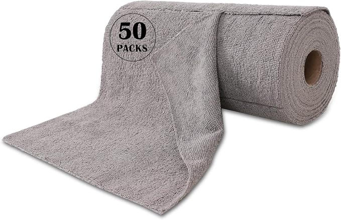 Reusable Cleaning Cloths Microfiber Towel: 50 Pack Washable Tear Away Cleaning by YoulerTex