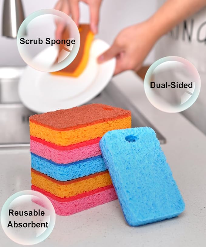 METUUTER 12-Count Scrub Sponges Kitchen Sponge Heavy Duty, Cellulose Sponges - Image 2
