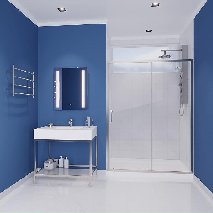 ANZZI 72 x 60 inch Framed Shower Door in Brushed Nickel, Halberd Water - Image 2