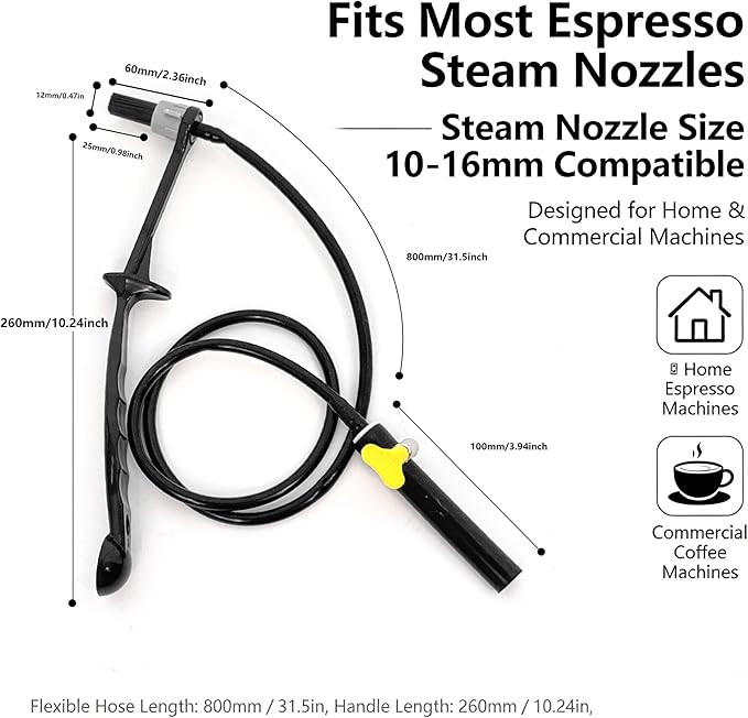 Coffee Machine Steam Brush, 36 Inch Silicone Hose Espresso Steam Wand Cleaning - Image 6