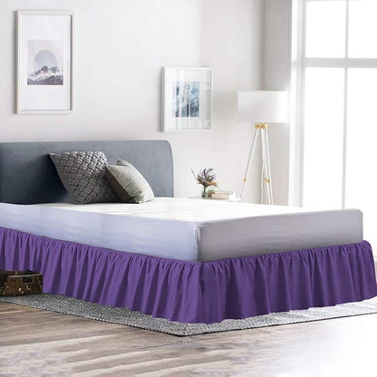 Ruffled Bed Skirt (Cal King, Purple) 18 Inch Drop Dust Ruffle with Platform, 100% Cotton 600 Thread Count Fabric, Gathered Styling, Available in All Bed Sizes and 23 Colors - Bedskirt