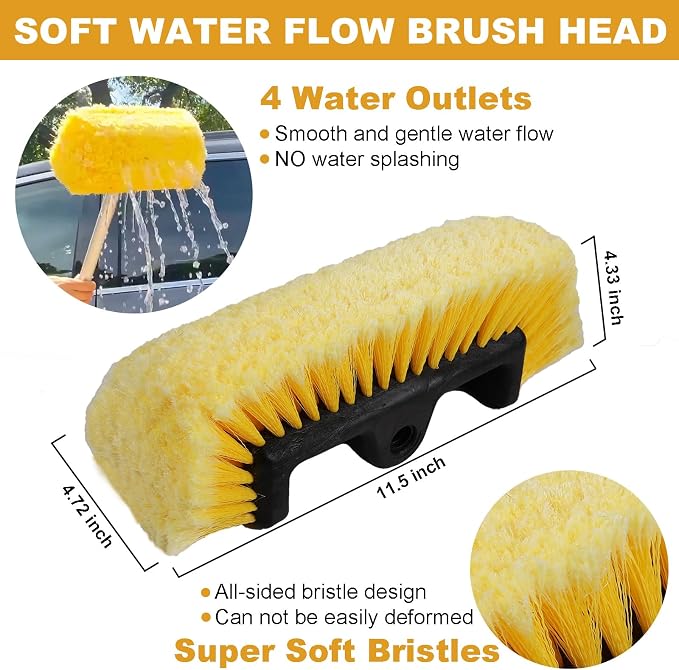70" RV Wash Brush with Long Handle and 12" Soft Bristle Brush Head, Water - Image 2