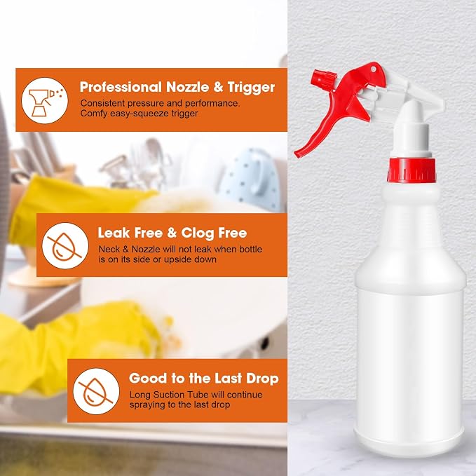 Eccliy 12 Pcs 16 Oz Plastic Spray Bottle, Adjustable Empty Reusable Sprayer - Image 3