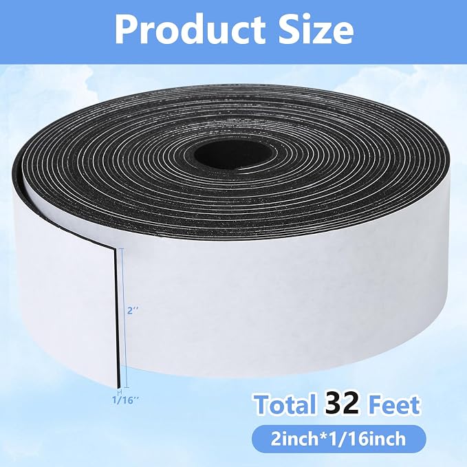 Weather Stripping Door Seal Strip- 2 Inch X 1/16 Inch X 32Feet, Strong Adhesive - Image 2