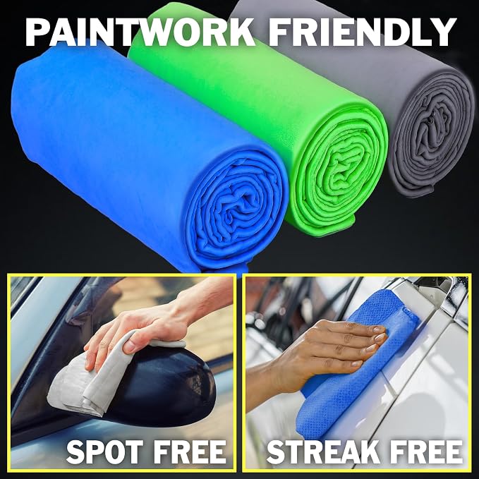 6 Pack Premium Shammy Cloth for Car Drying, 26”x17” Chamois Towel for Car - Image 7