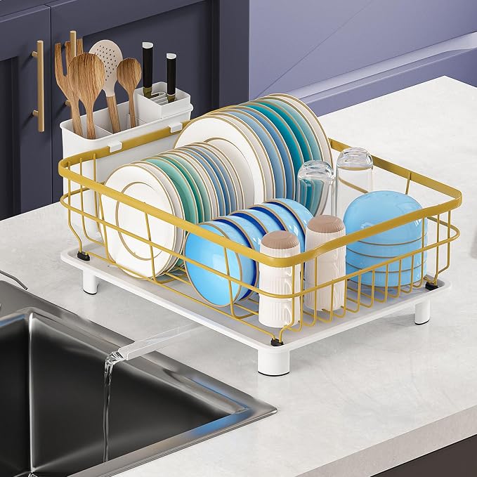 Iron Dish Drying Rack with Drainboard Dish Drainers by AIDERLY