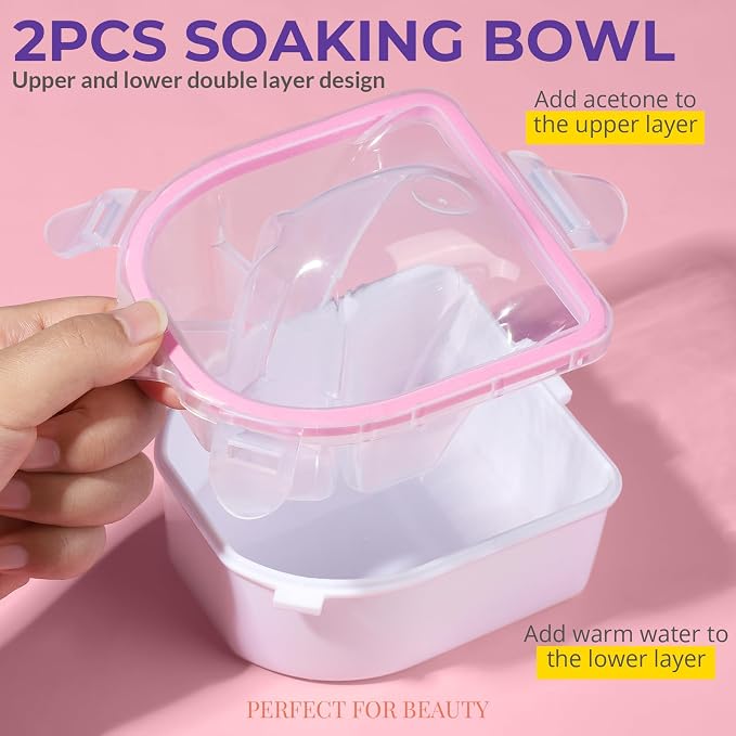 Teenitor 10Pcs Nail Soaking Bowl Kit 2 Soak Off Bowl Nail Soaking Bowl Acetone - Image 2