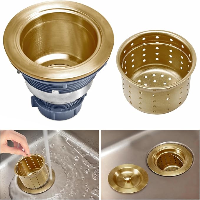 KONE 3-1/2 Inch Brass Sink Drain, Durable Stainless Steel Brass Kitchen Sink - Image 3