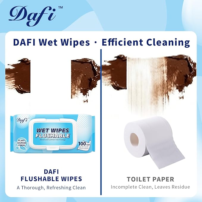 DAFI Flushable Wipes for Adult Wet Wipes, Total 600 Unscented Toilet Wipes - Image 5