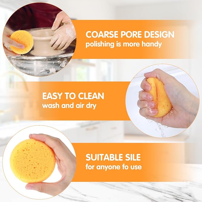 12PCS Kitchen Sponges for Washing Dishes Round Natural Cleaning Sponge - Image 4