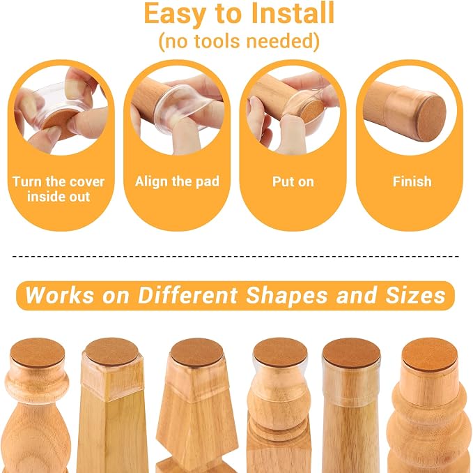 24 Pcs Extra Large Chair Leg Floor Protectors, Silicone Chair Leg Protectors - Image 7