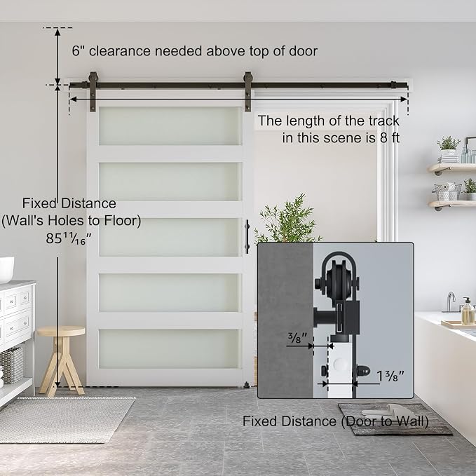 SmartStandard 48 x 84 in Glass Barn Door - Image 3
