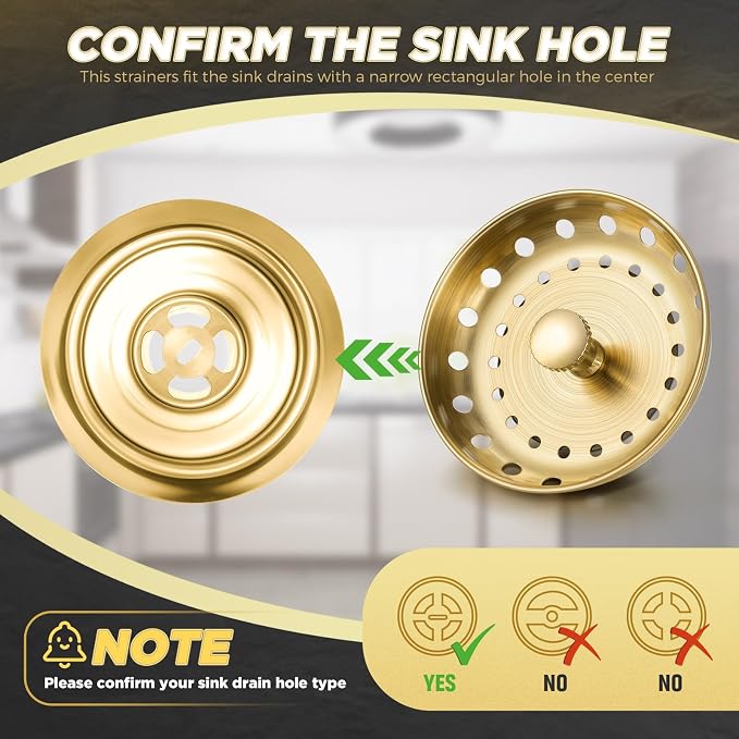 Mudder 3 Pcs Kitchen Sink Drain Strainer and Stopper Stainless Steel Garbage - Image 3