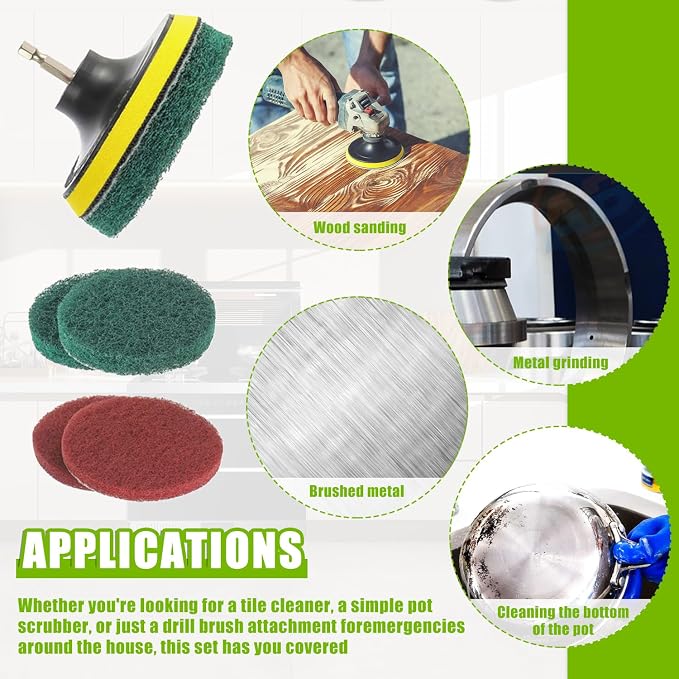 5 Inch Scrub Drill Brush Power Scouring Pads Household Cleaning Set - Image 7