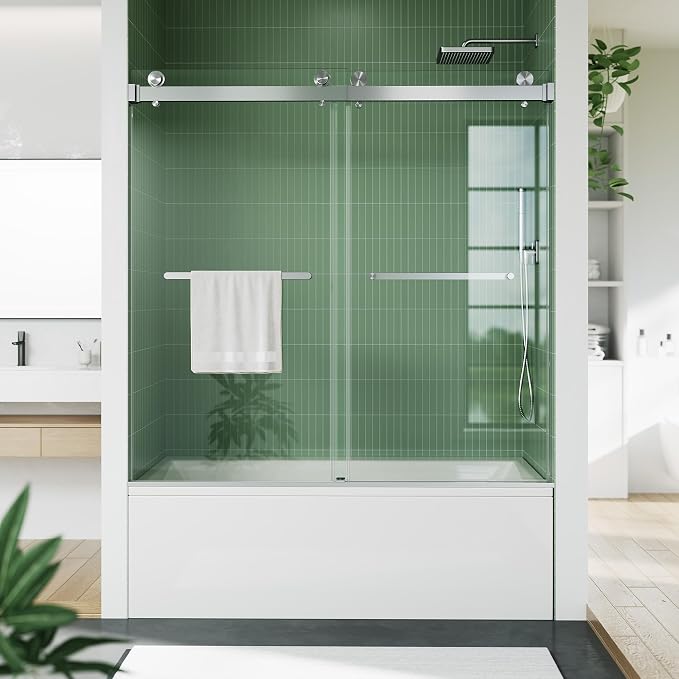 60" x 59" Frameless Sliding Shower Door by IDEALHOUSE