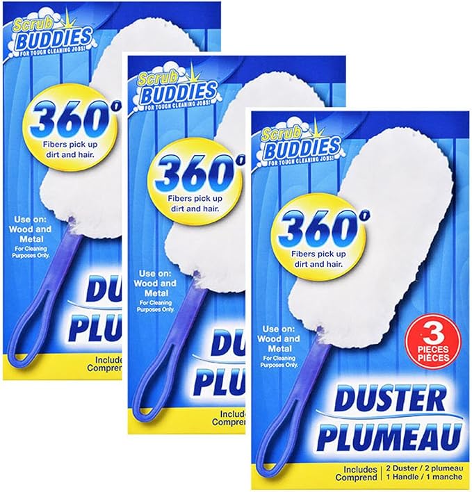 3 Packs Scrub Buddies 360 Degree Static Dusters 3 Handles 6 Dusters Clean Wood by Unknown