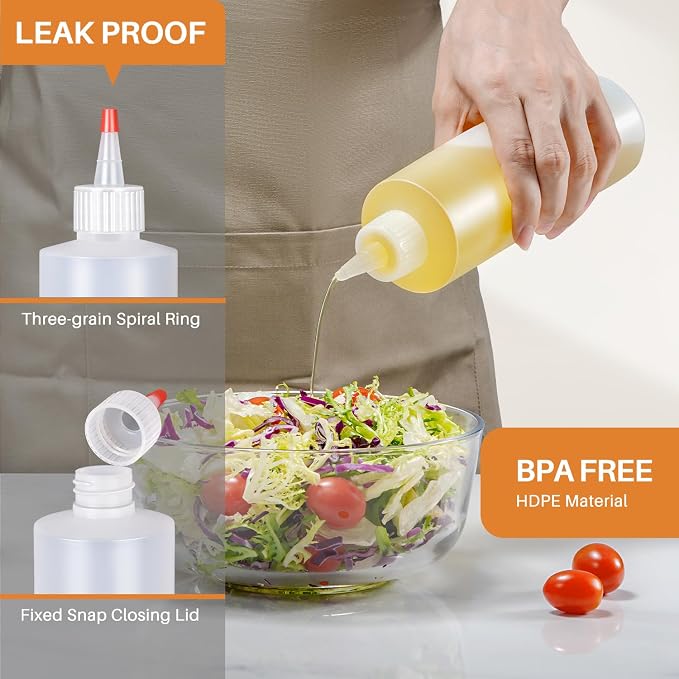 Squeeze Bottles, 16oz Plastic Condiment Squeeze Bottles - Image 3