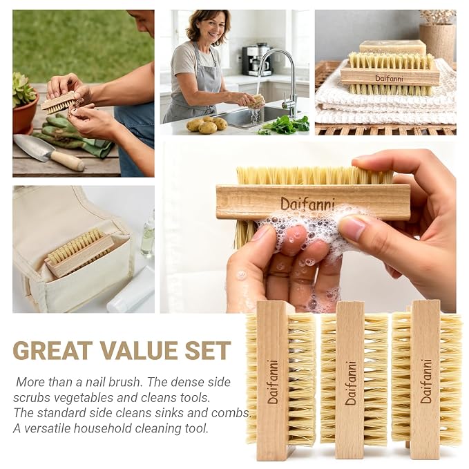 Wooden Nail Brush, Double-Sided Fingernail Scrub Brush - Image 7