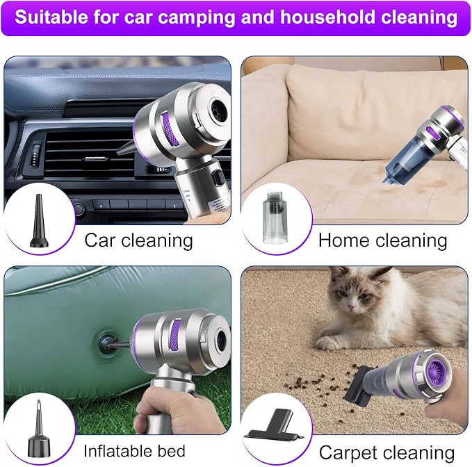 Car Vacuum Portable Cordless, 21000Pa Strong Suction Handheld Vacuum, 100W Auto - Image 3