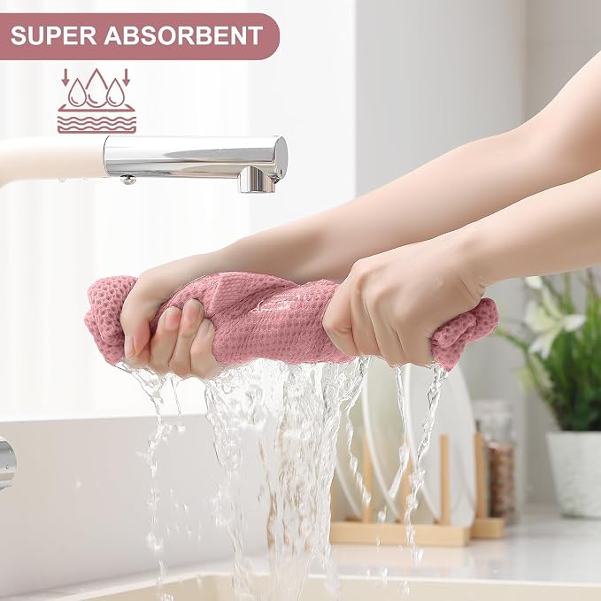 Homaxy 100% Cotton Kitchen Towels and Dishcloths Set, 12 x 12 Inches and 13 x - Image 3