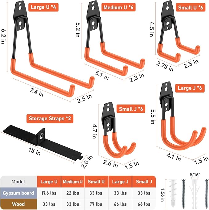 30 Pack Garage Hooks Heavy Duty, Rust-Resistant Solid Steel Wall Mount Hangers - Image 2