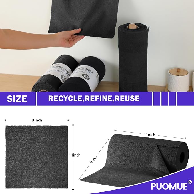 55 Pack Microfiber Cleaning Cloth Roll, Tear Away Reusable Towels, Ultra - Image 3