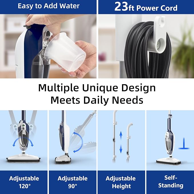 Steam Mop - 10-in-1 Floor Steamer Detachable MultiPurpose Handheld Steam Cleaner - Image 6