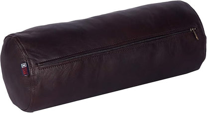 Neck Roll Pillow Cushion Cover, 20x5 Inch Full Moon Round Bolster Pillow Case, Cylinder Soft Lambskin Leather Pillowcase for Head, Spine & Neck Support During Sleep - Dark Brown Pack of 2