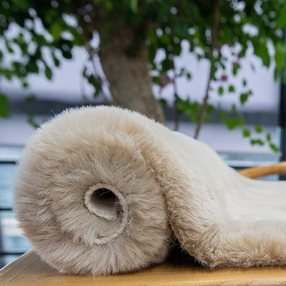 Light Brown Beige Washable Shaggy Round Rug 5ft Faux Rabbit Fur Rugs for Living Room Circle Nursery Rug for Bedroom Girl Room Décor