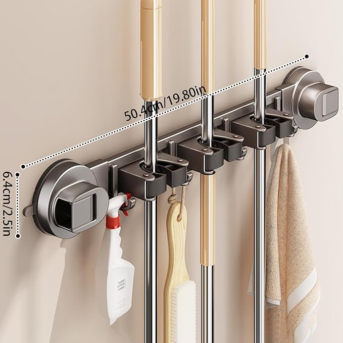 Wall-mounted Mop Holder for Bathrooms, Storage Rack Suitable for Bathrooms - Image 2