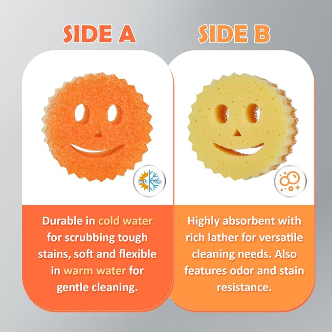 12 Colorful Smile Scrub Sponges, Temperature Controlled Dish Sponge, Double - Image 6