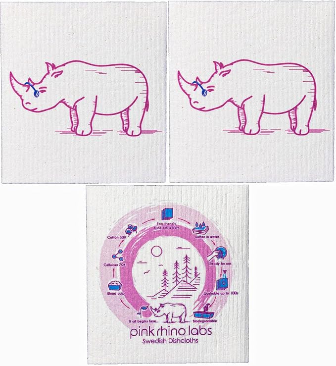 Swedish Dishcloths – Eco-Friendly Reusable Kitchen Towels – 3 Pack Cleaning by PinkRhinoLabs