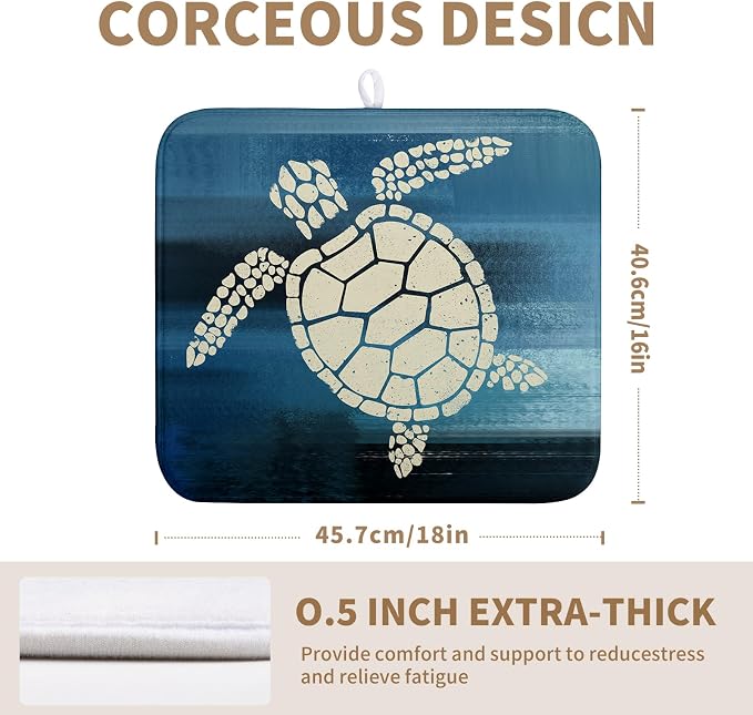 Sea Turtle Dish Drying Mat Summer Ocean Animal Dish Drainer Rack Mat 16 X 18 - Image 2