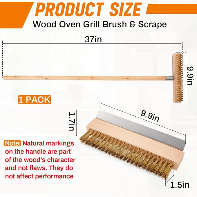 1 Pack 37 Inch Wood Handle Pizza Oven Brush - Image 2