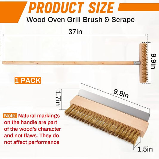 1 Pack 37 Inch Wood Handle Pizza Oven Brush - Image 2