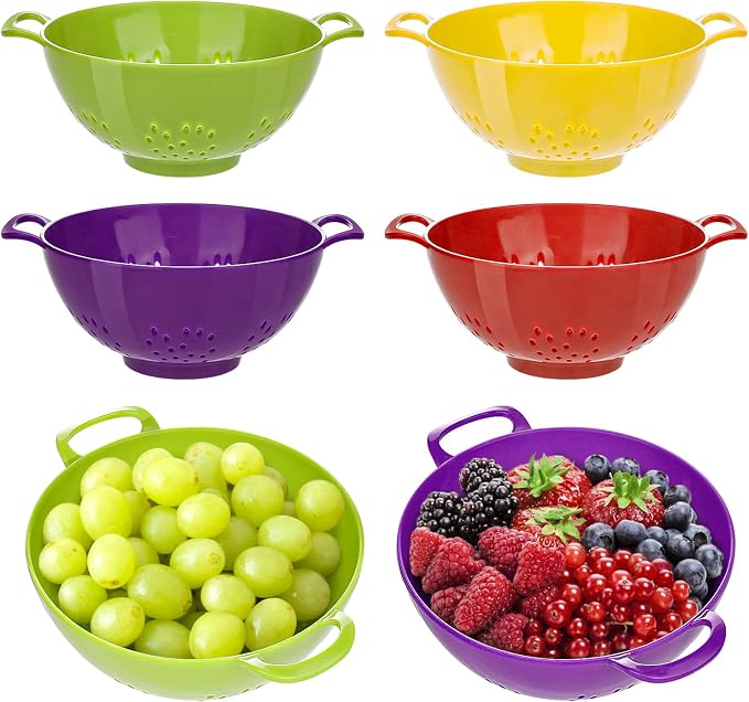 4 Pack Small Colander for Kitchen Mini Plastic Strainer Dish Safe for Veggies by Mwellewm